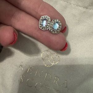 Kendra Scott Silver pearl and Blue Earrings